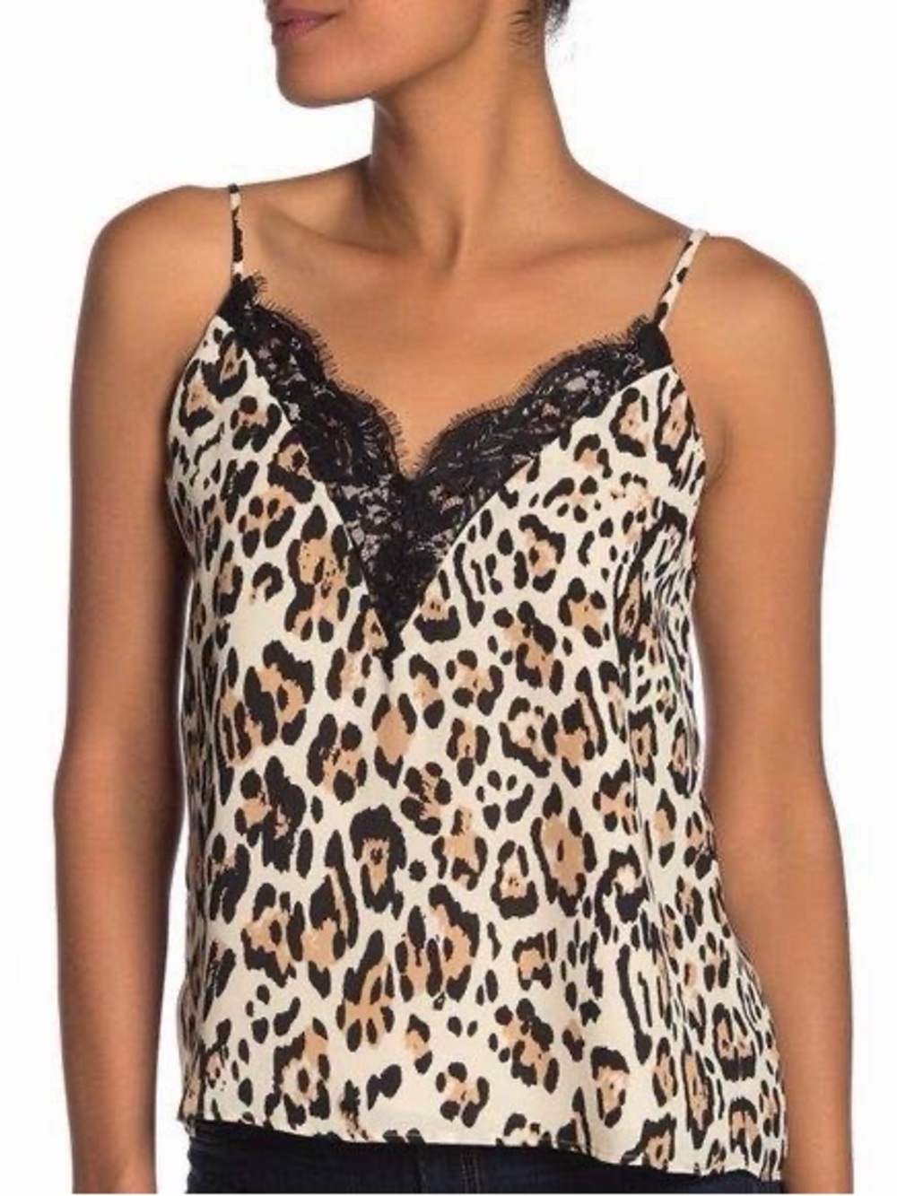 Socialite Womens Leopard Animal Print Lace Tank Top Cami